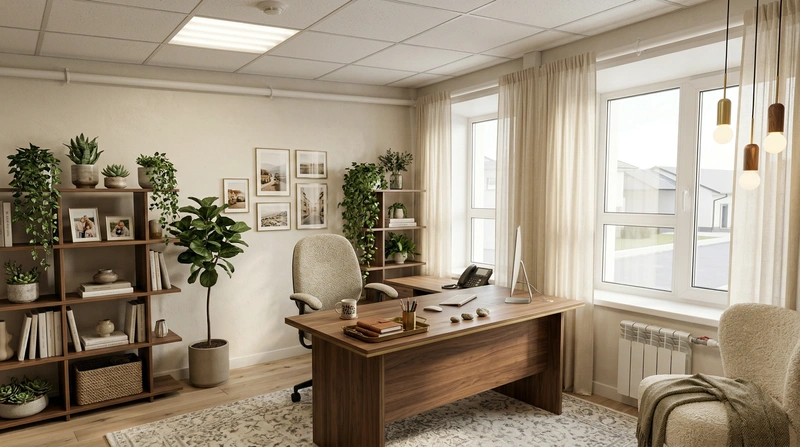 Дизайн интерьера в стиле Хюгге — Кабинет от нейросети RoomGPT