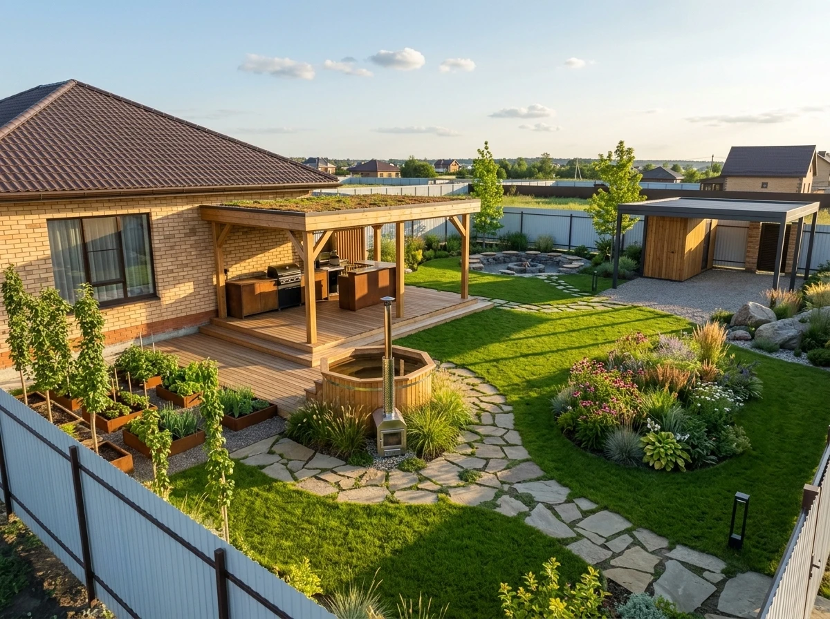 Дизайн участка в стиле Эко/Натуральный — фото участка от нейросети RoomGPT