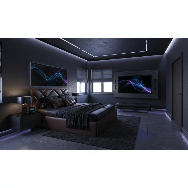 Дизайн интерьера в стиле Блэктэк — Спальня от нейросети RoomGPT