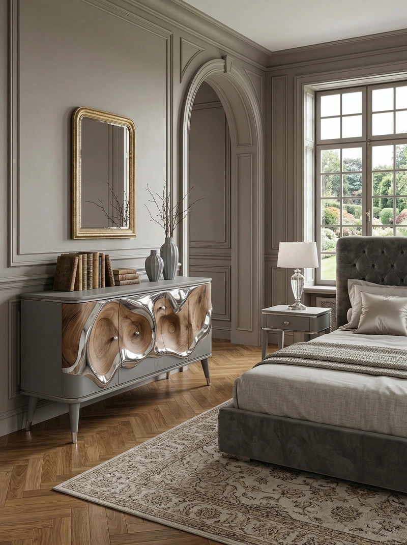 Дизайн спальни в стиле Классика — фото интерьера от нейросети RoomGPT