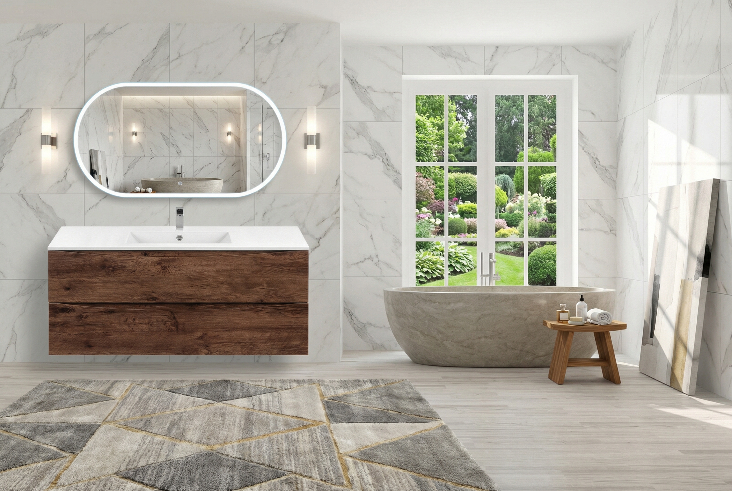 Дизайн ванной в стиле Контемпорари — фото интерьера от нейросети RoomGPT