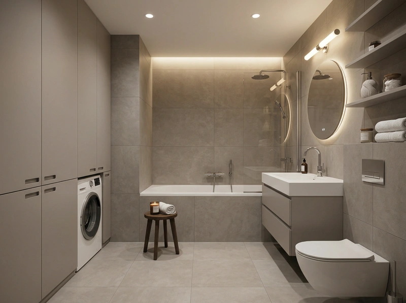 Дизайн ванной в стиле Минимализм — фото интерьера от нейросети RoomGPT