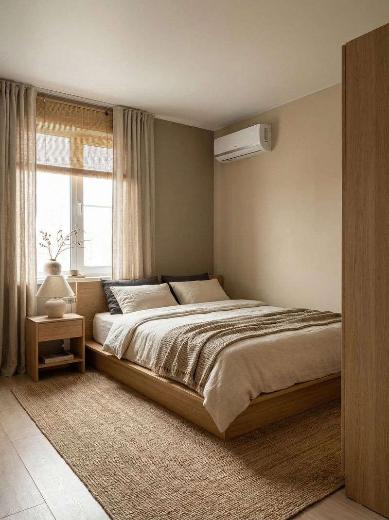 Дизайн спальни в стиле Japandi — фото интерьера от нейросети RoomGPT