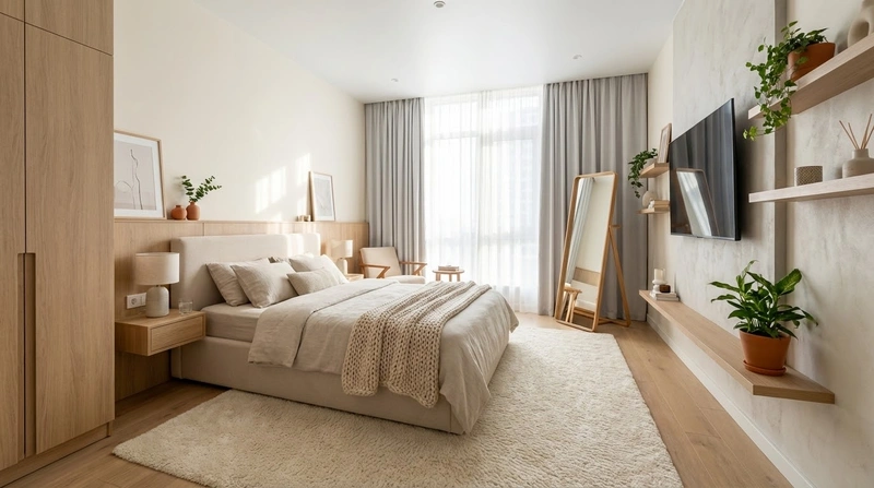 Дизайн интерьера в стиле Сканди — Спальня от нейросети RoomGPT