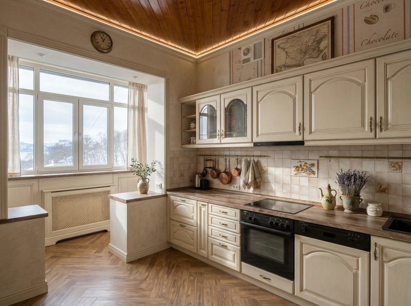 Дизайн интерьера в стиле Классика — Кухня от нейросети RoomGPT