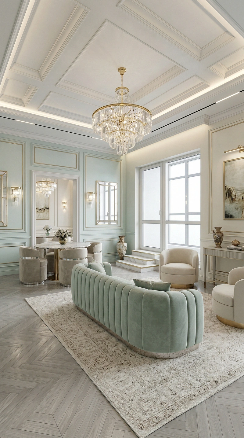 Дизайн гостиной в стиле Неоклассика — фото интерьера от нейросети RoomGPT