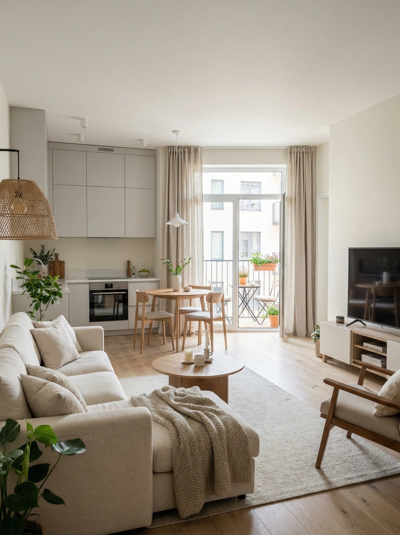 Дизайн интерьера в стиле Хюгге — Гостиная от нейросети RoomGPT