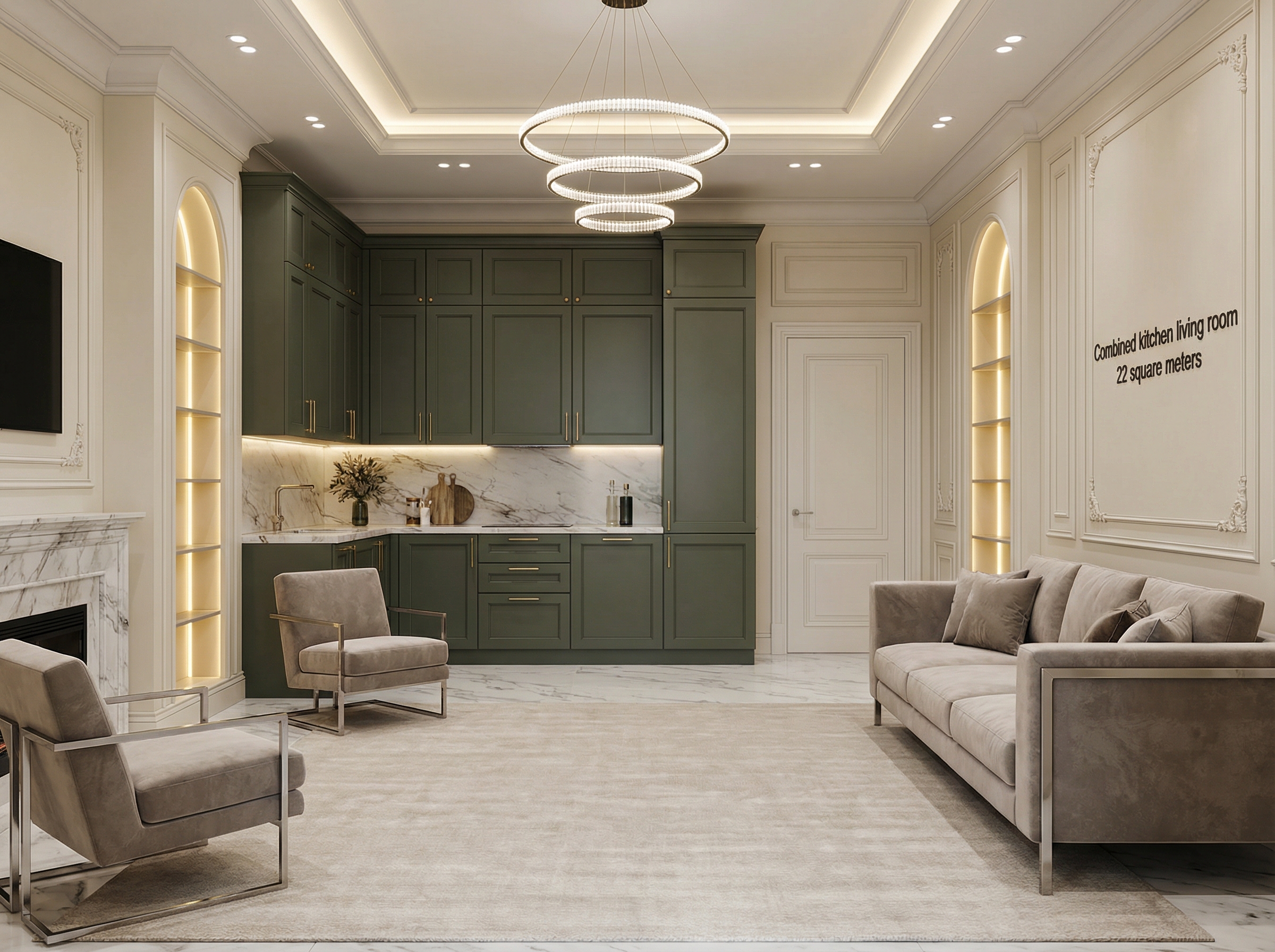 Дизайн гостиной в стиле Классика — фото интерьера от нейросети RoomGPT