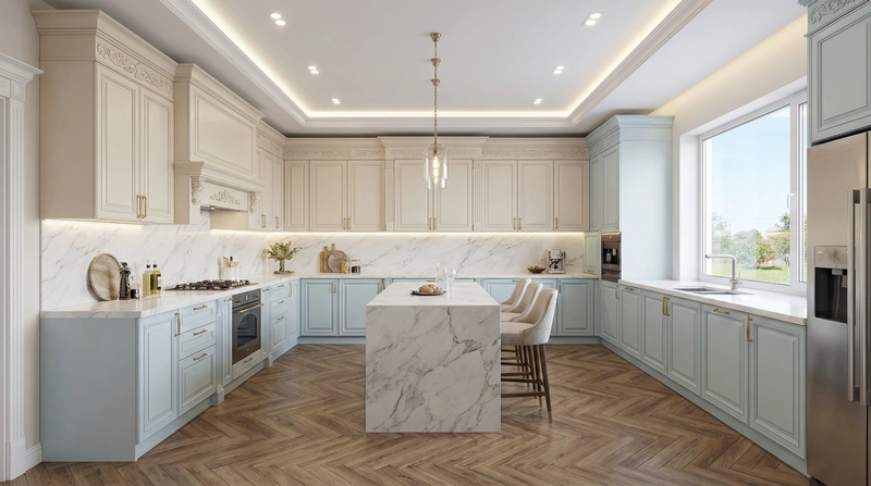 Дизайн интерьера в стиле Классика — Кухня от нейросети RoomGPT