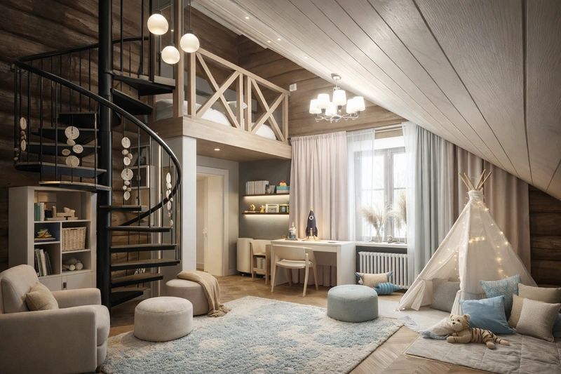 Дизайн интерьера в стиле Контемпорари — Детская от нейросети RoomGPT
