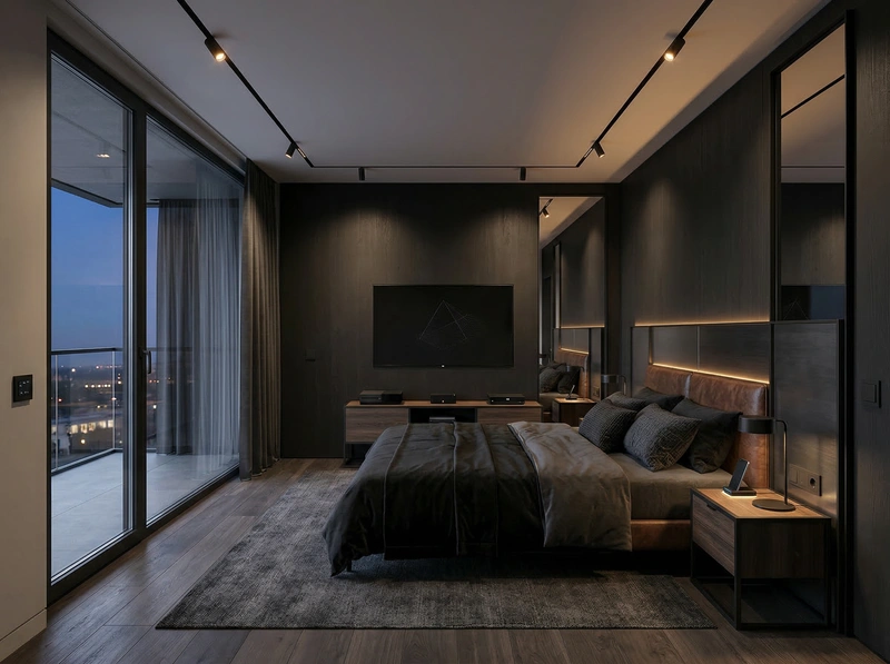 Дизайн интерьера в стиле Блэктэк — Спальня от нейросети RoomGPT