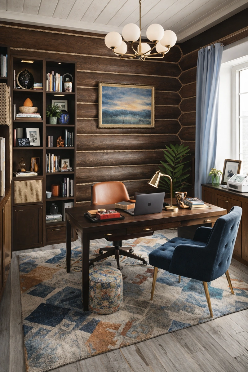 Дизайн интерьера в стиле Эклектика — Кабинет от нейросети RoomGPT