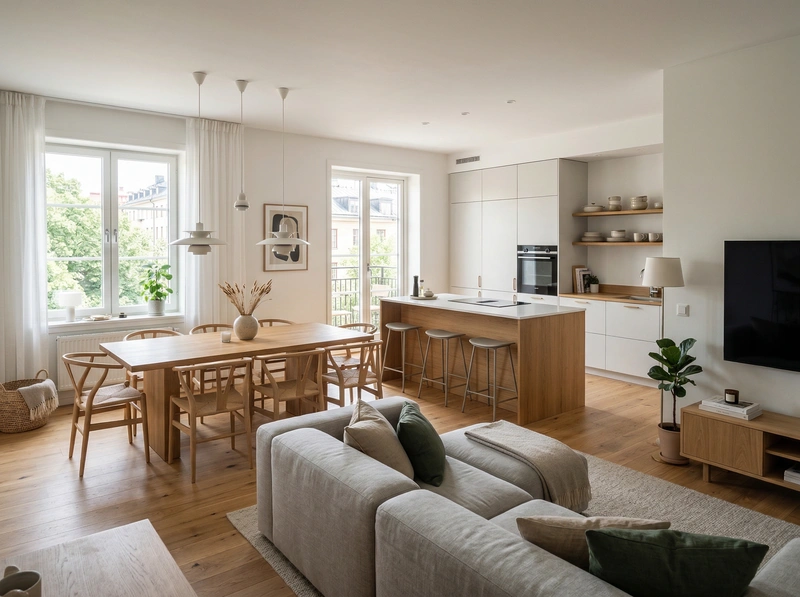 Дизайн интерьера в стиле Сканди — Гостиная от нейросети RoomGPT