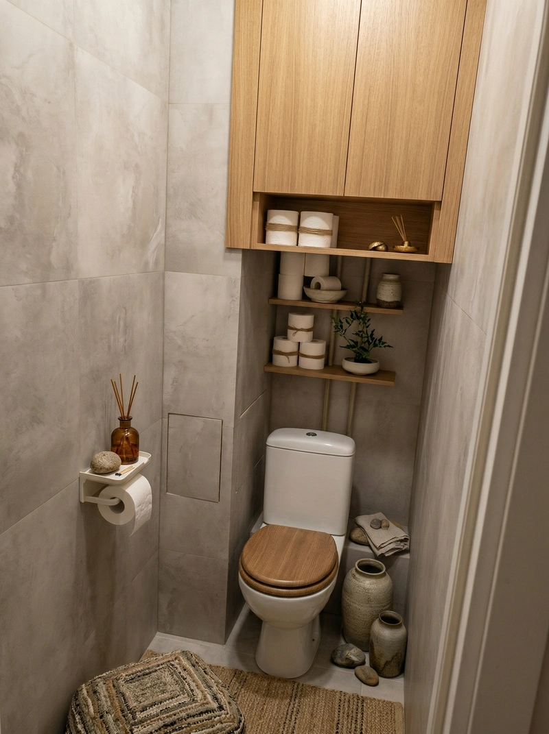 Дизайн ванной в стиле Japandi — фото интерьера от нейросети RoomGPT