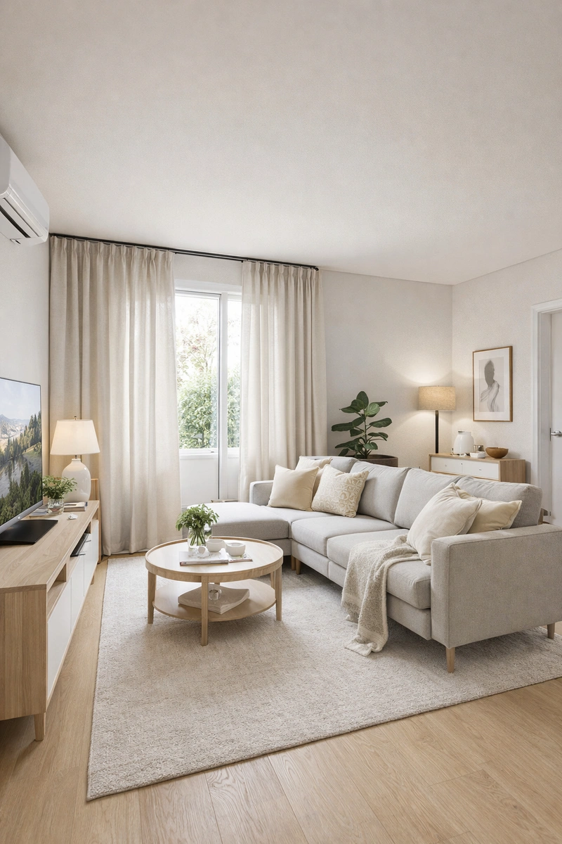 Дизайн гостиной в стиле Сканди — фото интерьера от нейросети RoomGPT