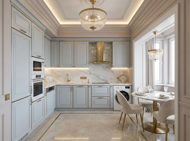 Дизайн интерьера в стиле Неоклассика — Кухня от нейросети RoomGPT