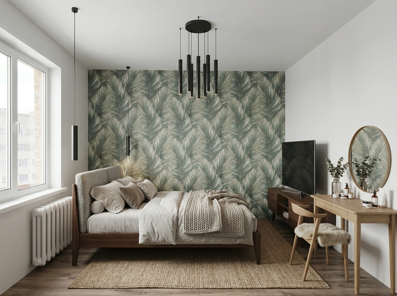 Дизайн спальни в стиле Хюгге — фото интерьера от нейросети RoomGPT