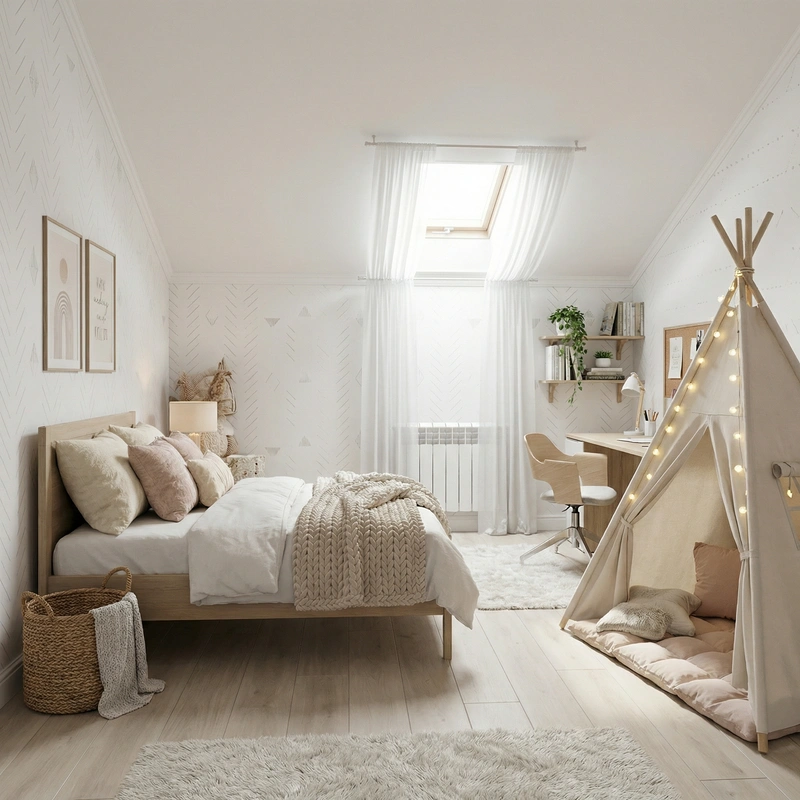 Дизайн интерьера в стиле Хюгге — Детская от нейросети RoomGPT