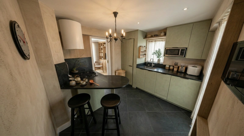 Дизайн кухни в стиле Japandi — фото интерьера от нейросети RoomGPT