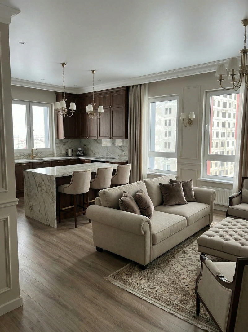 Дизайн интерьера в стиле Классика — Гостиная от нейросети RoomGPT