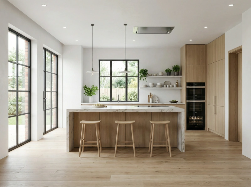 Дизайн интерьера в стиле Сканди — Кухня от нейросети RoomGPT