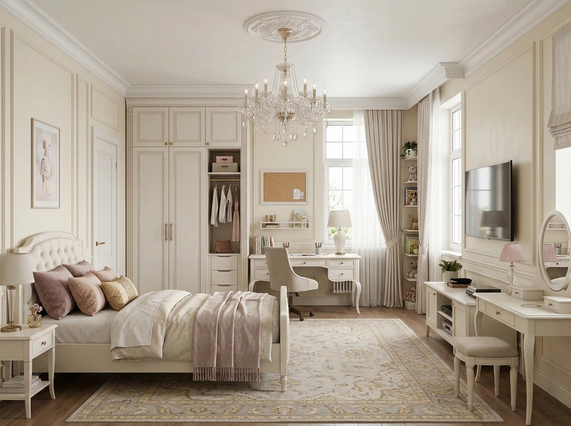 Дизайн детской в стиле Классика — фото интерьера от нейросети RoomGPT
