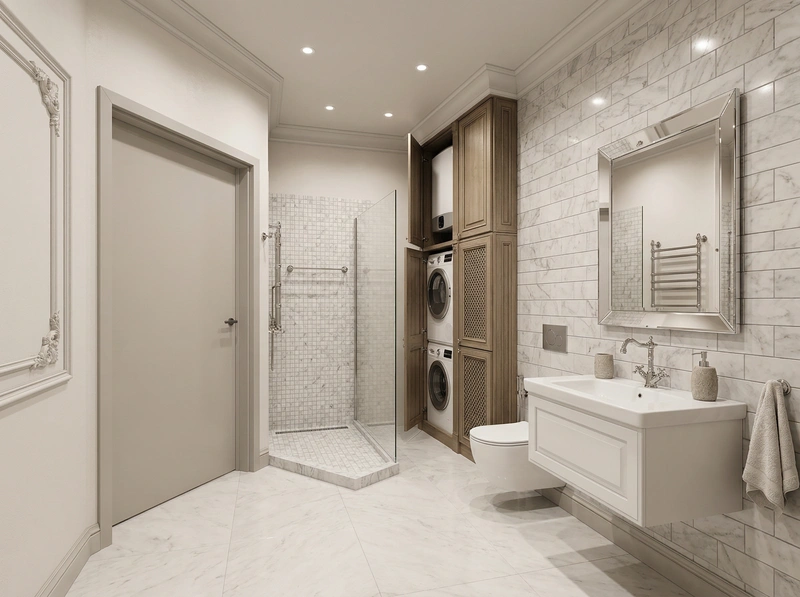 Дизайн интерьера в стиле Классика — Ванная от нейросети RoomGPT