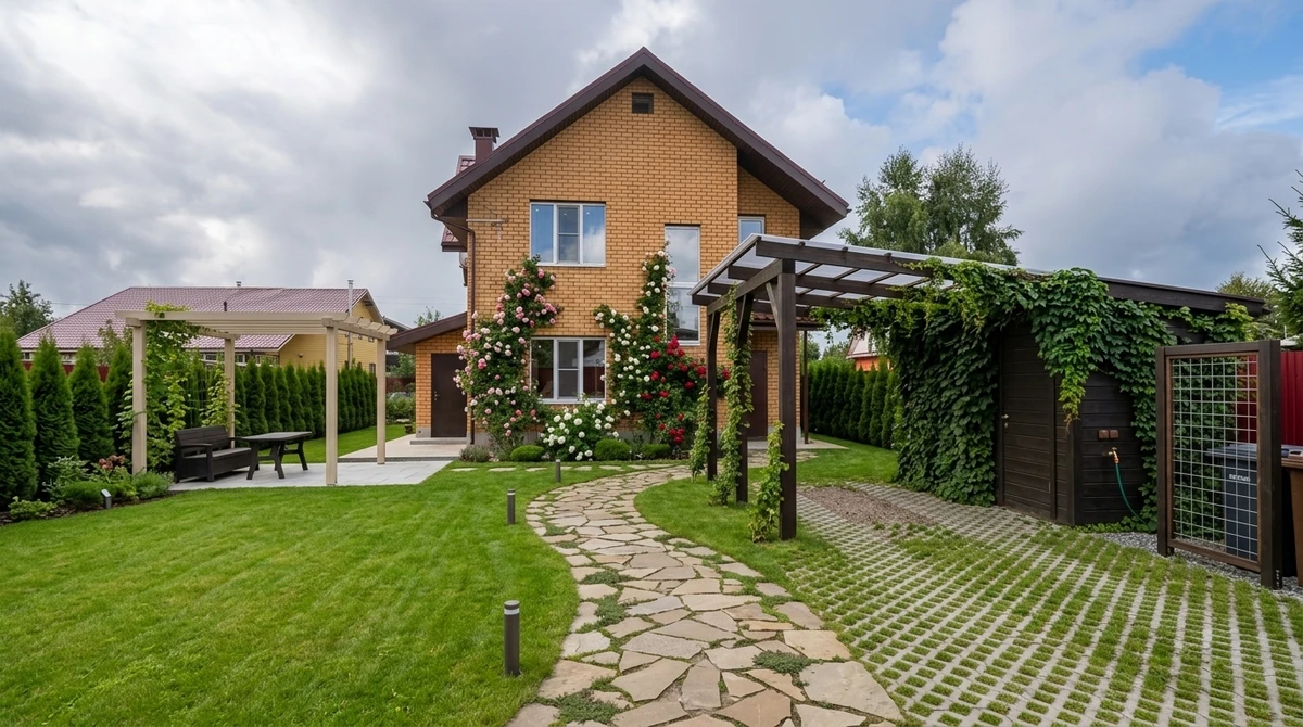 Дизайн участка в стиле Контемпорари — фото от нейросети RoomGPT