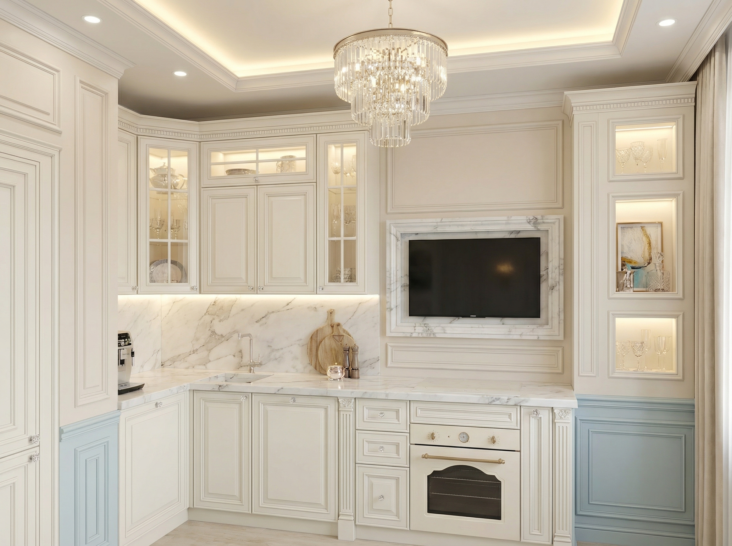 Дизайн кухни в стиле Классика — фото интерьера от нейросети RoomGPT