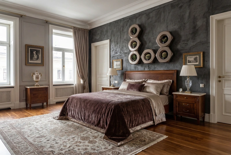 Дизайн спальни в стиле Классика — фото интерьера от нейросети RoomGPT