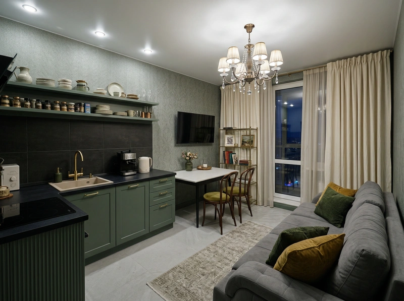 Дизайн интерьера в стиле Классика — Кухня от нейросети RoomGPT