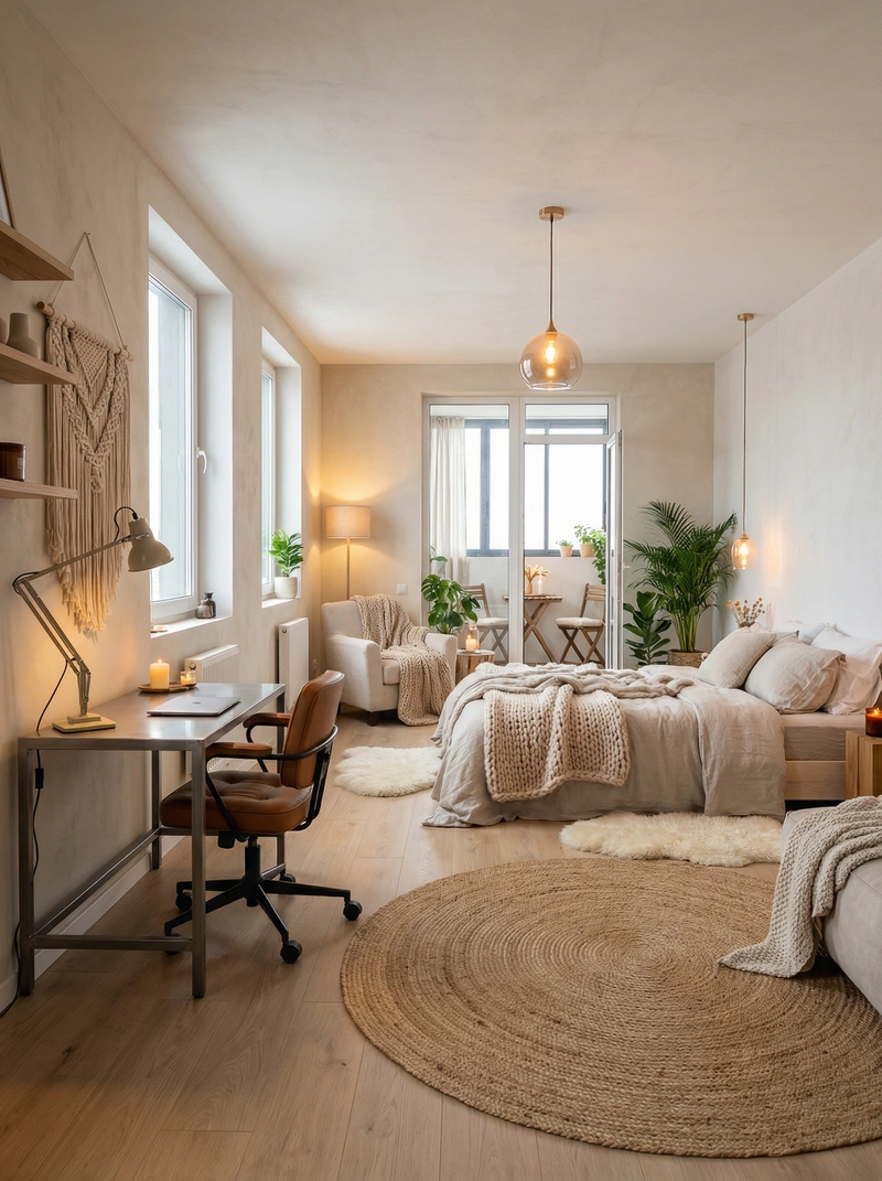 Дизайн интерьера в стиле Хюгге — Спальня от нейросети RoomGPT