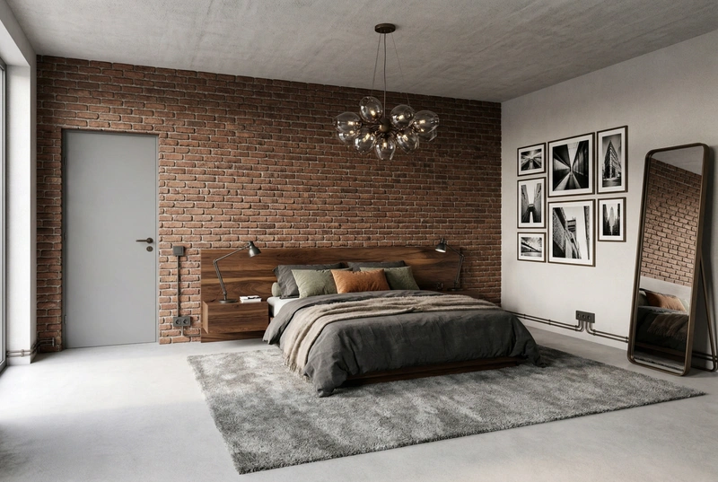 Дизайн спальни в стиле Лофт — фото интерьера от нейросети RoomGPT