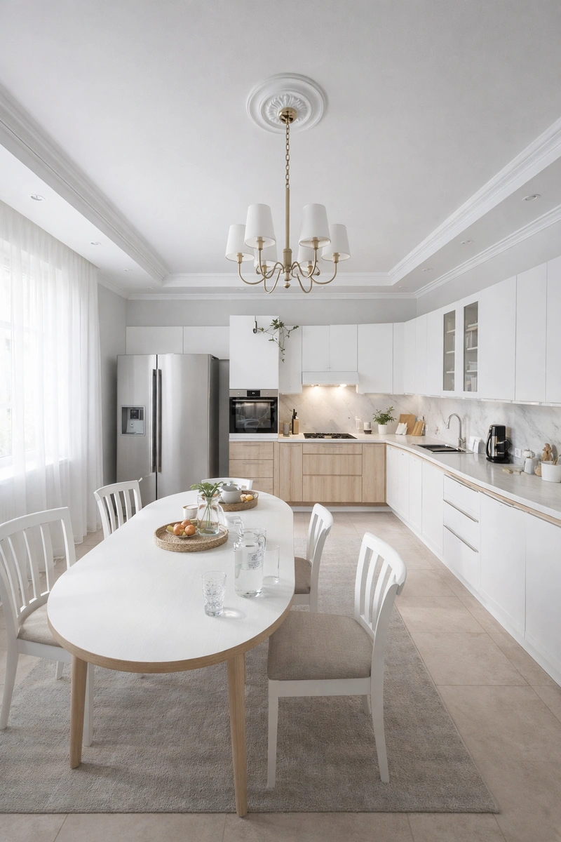 Дизайн кухни в стиле Сканди — фото интерьера от нейросети RoomGPT