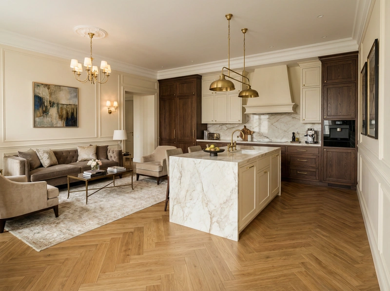 Дизайн интерьера в стиле Классика — Кухня от нейросети RoomGPT