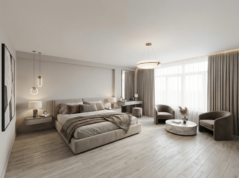 Дизайн интерьера в стиле Контемпорари — Спальня от нейросети RoomGPT