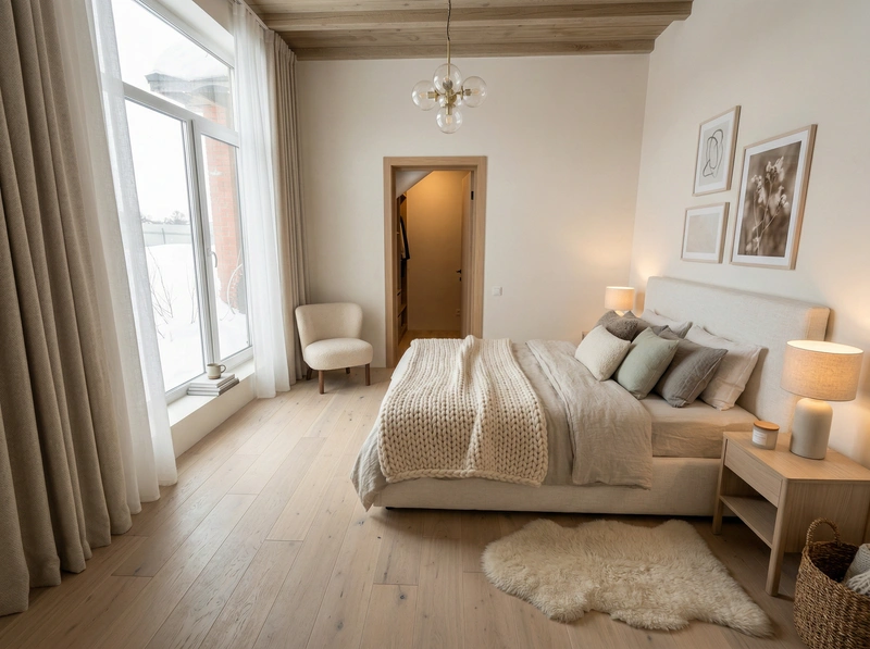 Дизайн интерьера в стиле Хюгге — Спальня от нейросети RoomGPT