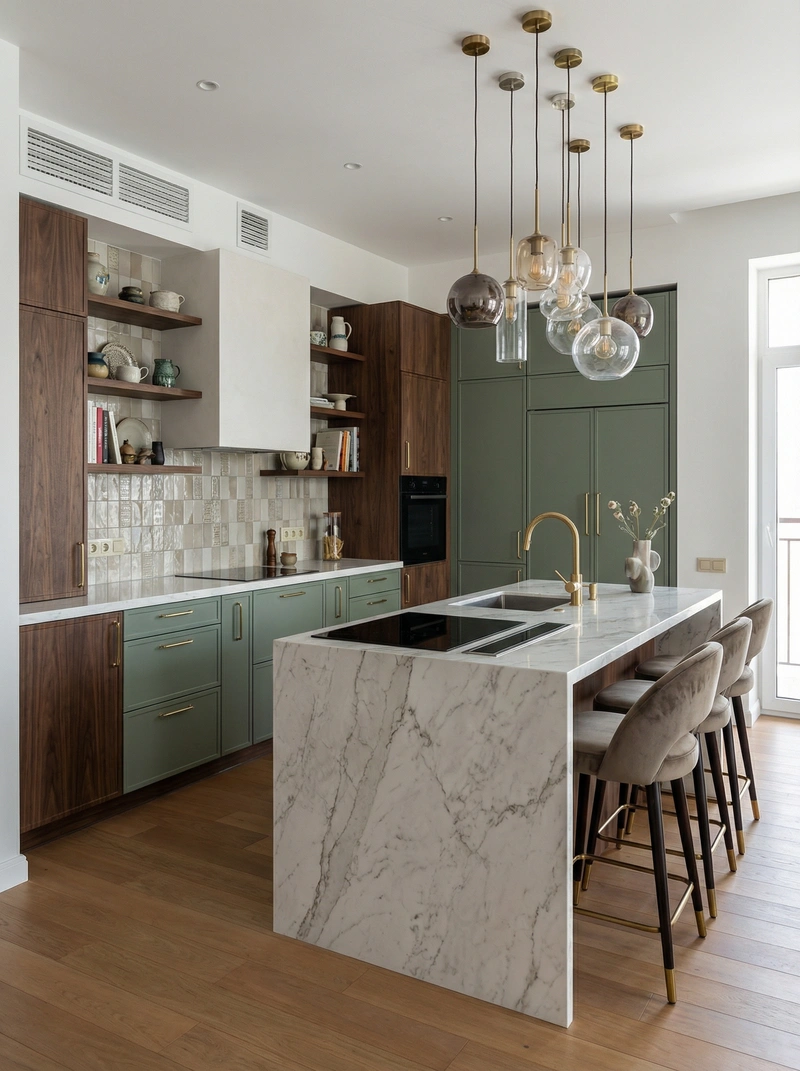 Дизайн интерьера в стиле Эклектика — Кухня от нейросети RoomGPT