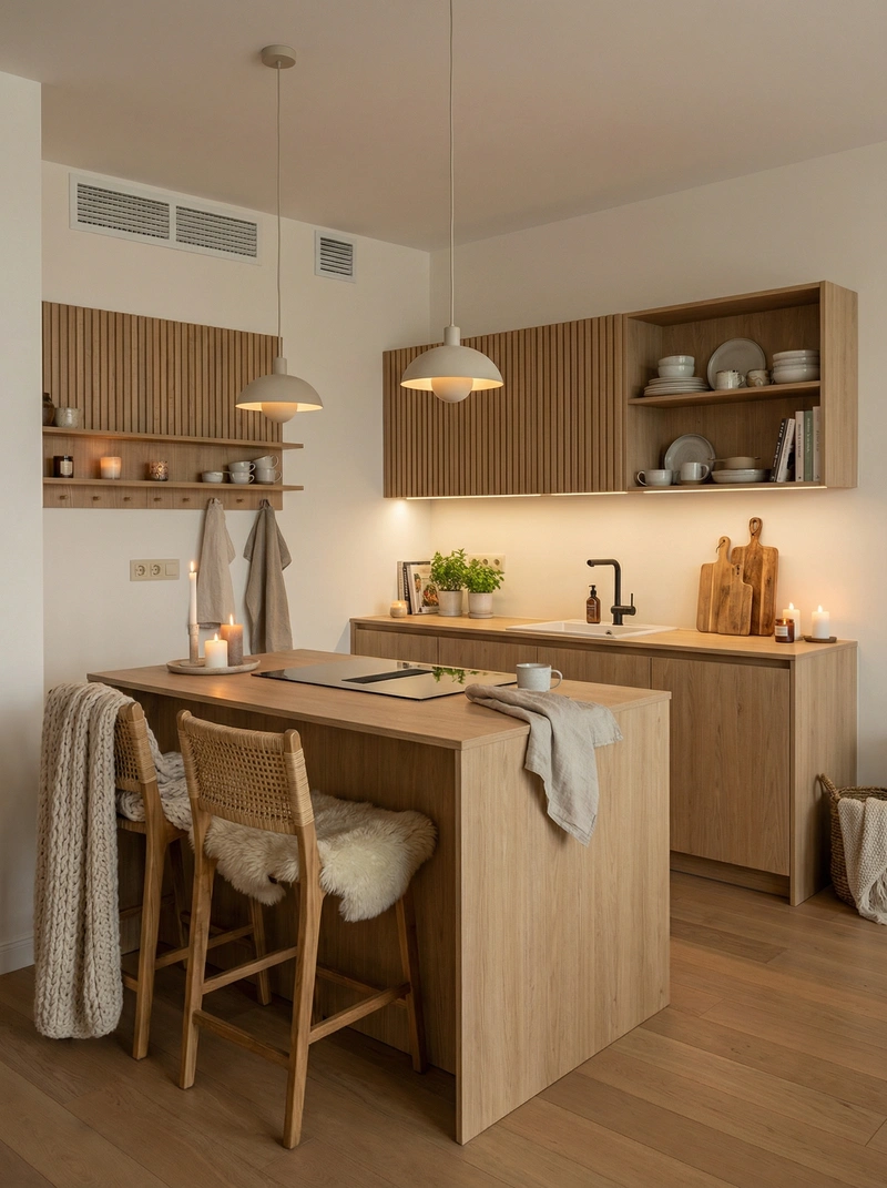 Дизайн интерьера в стиле Хюгге — Кухня от нейросети RoomGPT