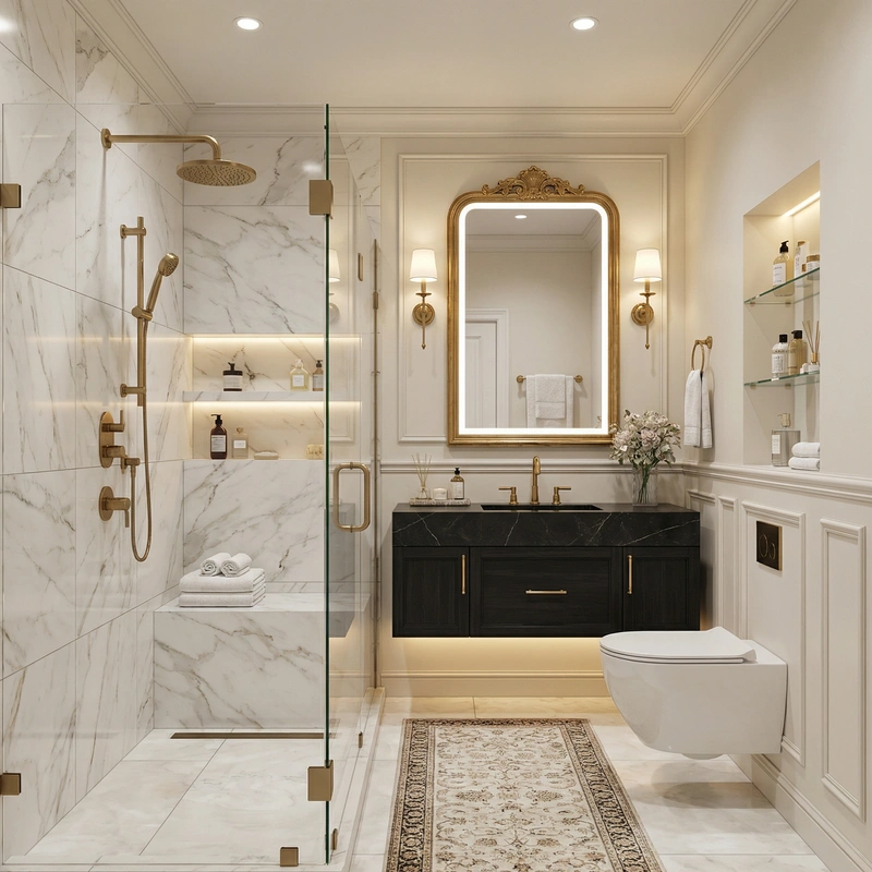 Дизайн интерьера в стиле Классика — Ванная от нейросети RoomGPT