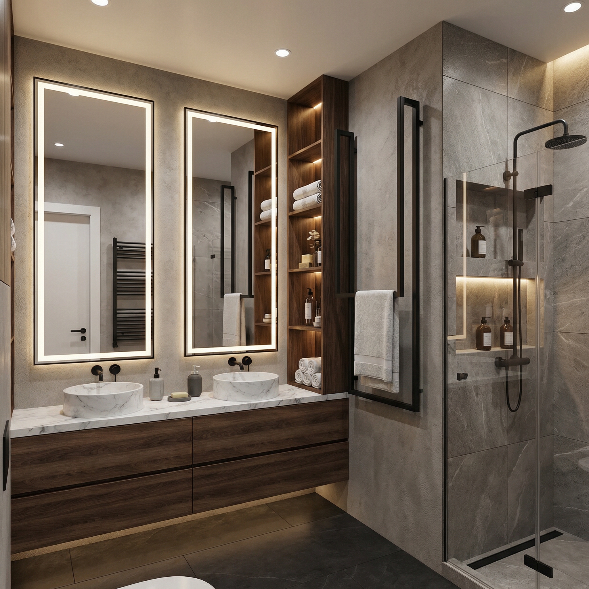 Дизайн ванной в стиле Контемпорари — фото интерьера от нейросети RoomGPT