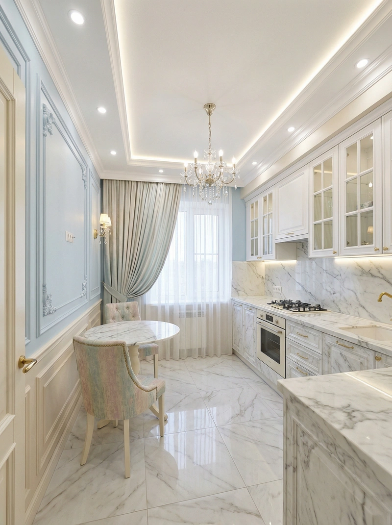 Дизайн интерьера в стиле Классика — Кухня от нейросети RoomGPT