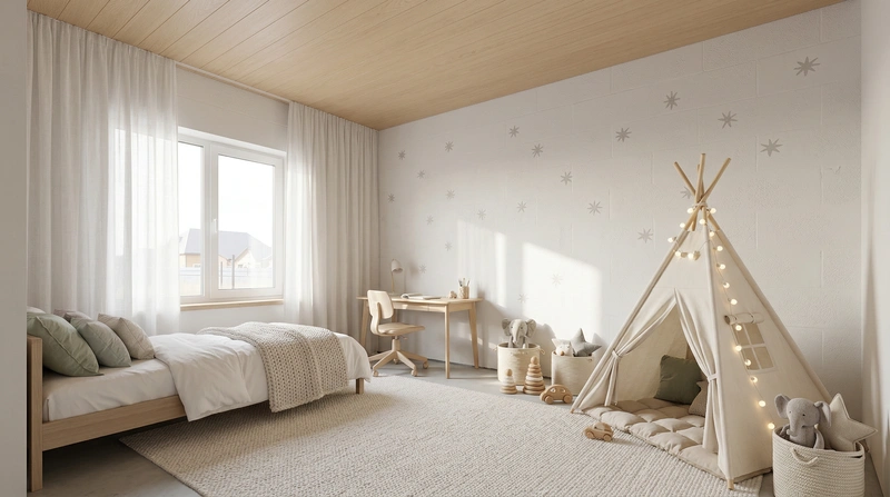 Дизайн интерьера в стиле Хюгге — Детская от нейросети RoomGPT