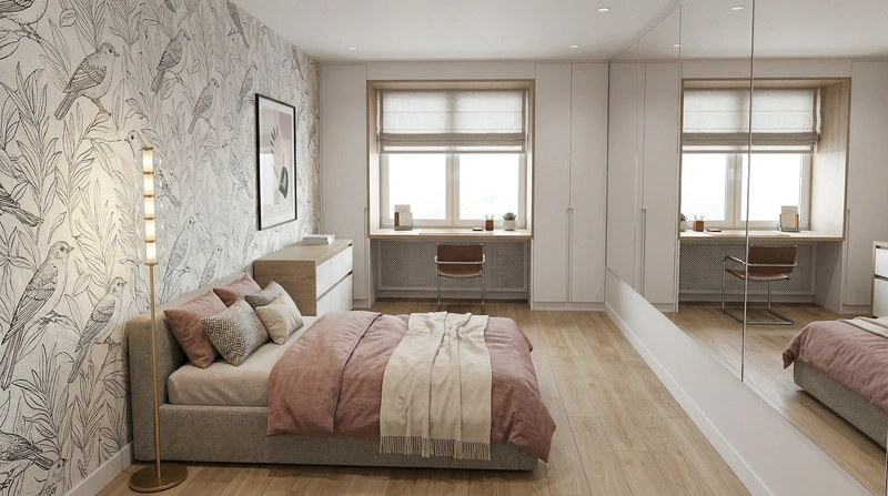 Дизайн интерьера в стиле Контемпорари — Спальня от нейросети RoomGPT