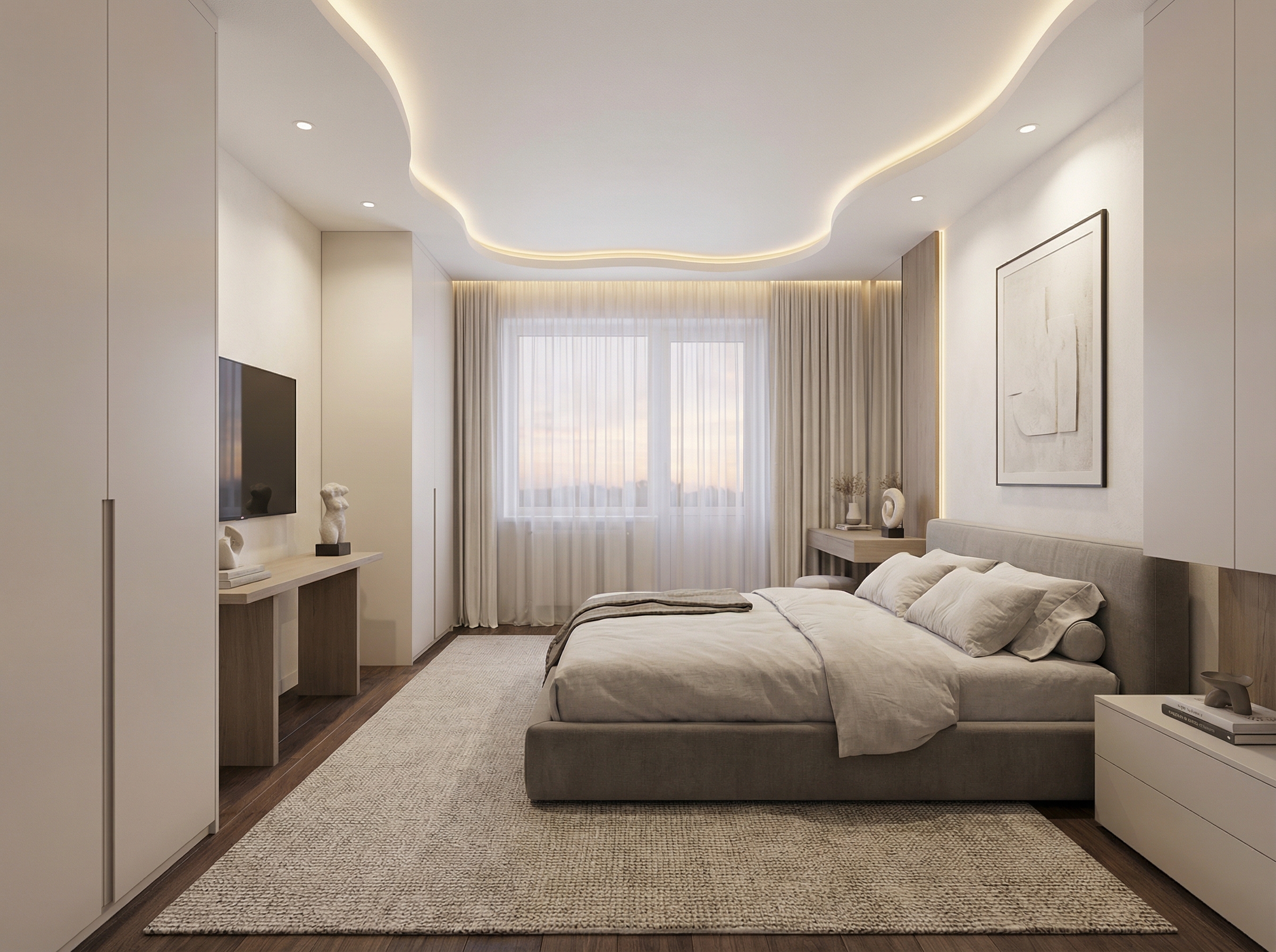 Дизайн спальни в стиле Минимализм — фото интерьера от нейросети RoomGPT
