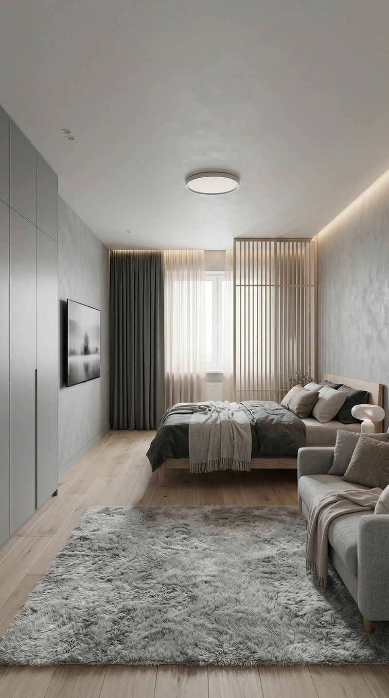 Дизайн спальни в стиле Хюгге — фото интерьера от нейросети RoomGPT