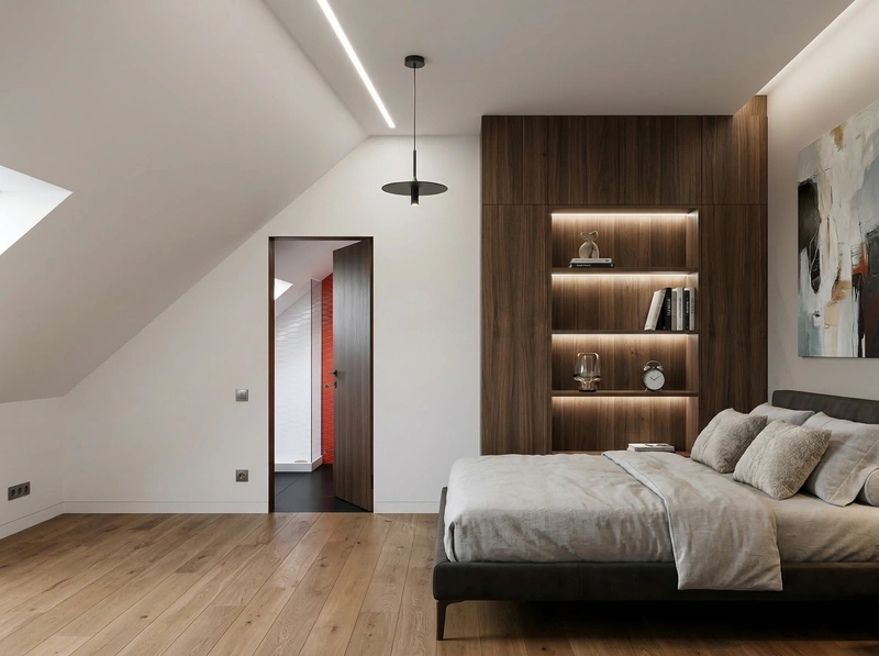 Дизайн спальни в стиле Контемпорари — фото интерьера от нейросети RoomGPT