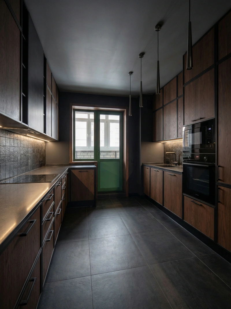 Дизайн интерьера в стиле Блэктэк — Кухня от нейросети RoomGPT