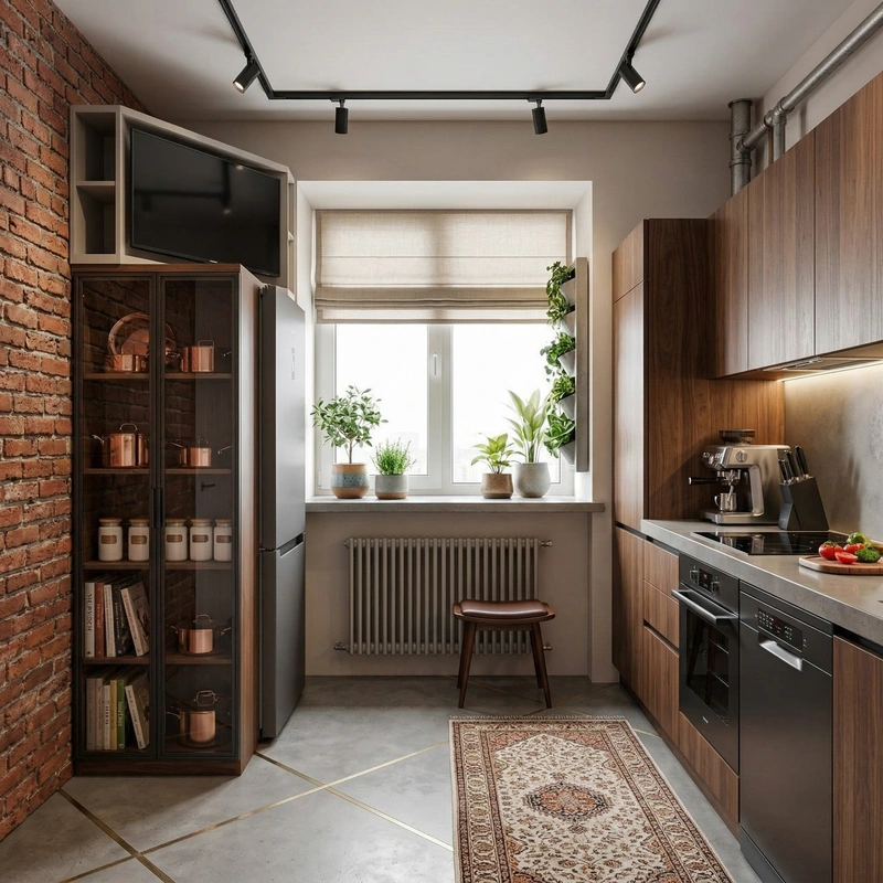 Дизайн кухни в стиле Лофт — фото интерьера от нейросети RoomGPT