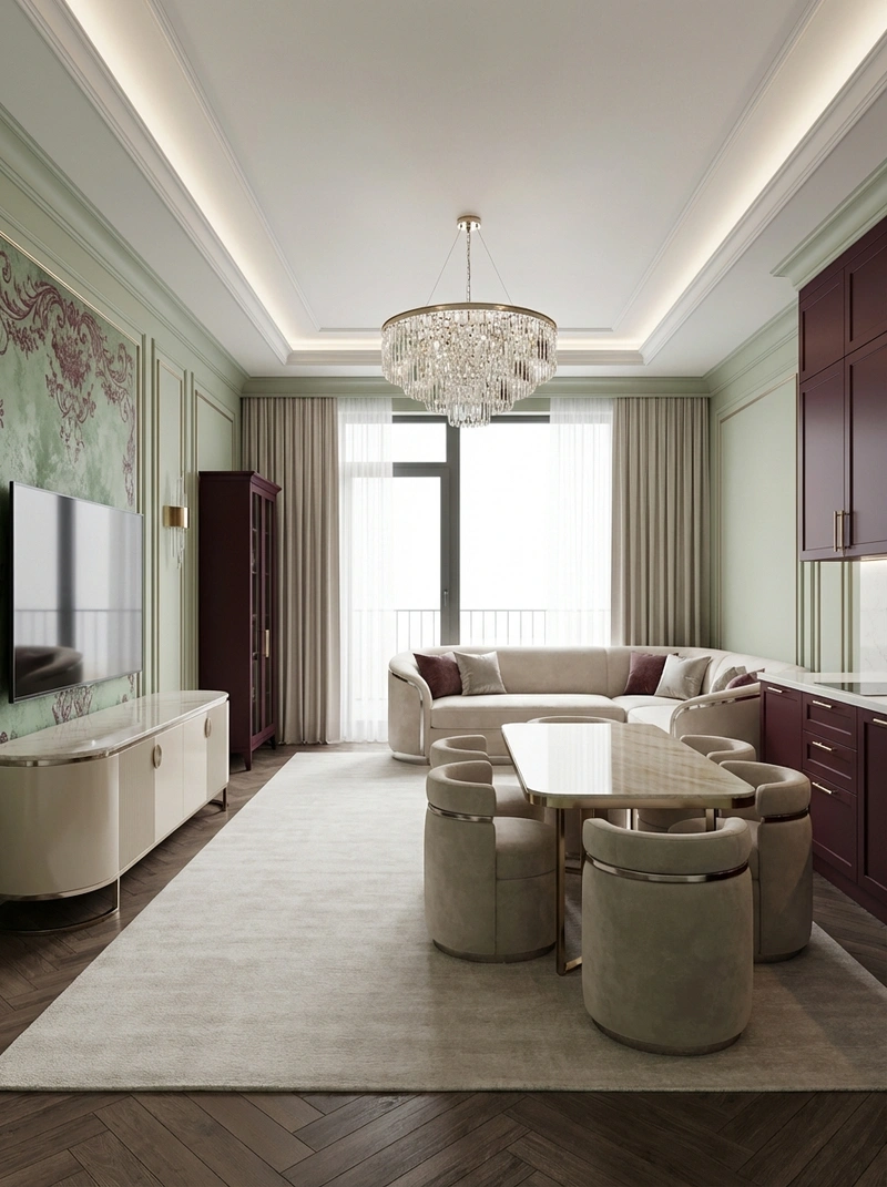 Дизайн интерьера в стиле Неоклассика — Гостиная от нейросети RoomGPT